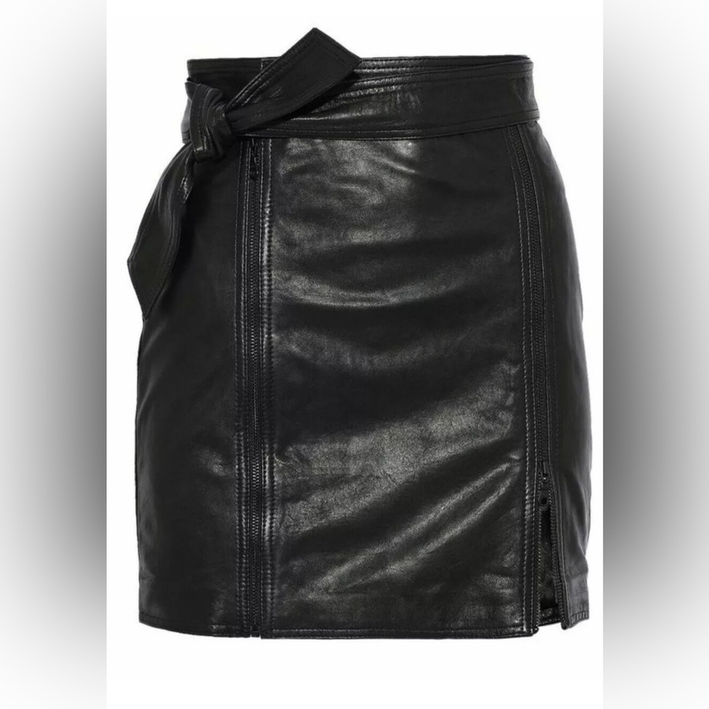 Leather Skirt J Brand Christa Zip-detailed  Black MSRP $ 698.00